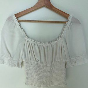 Reformation Ivory Puff Sleeve Top